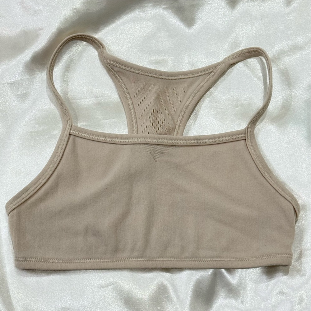 Ivivva Lululemon Laser Cut Racerback Sports Bra Girls Size 6 Beige Athletic Yoga